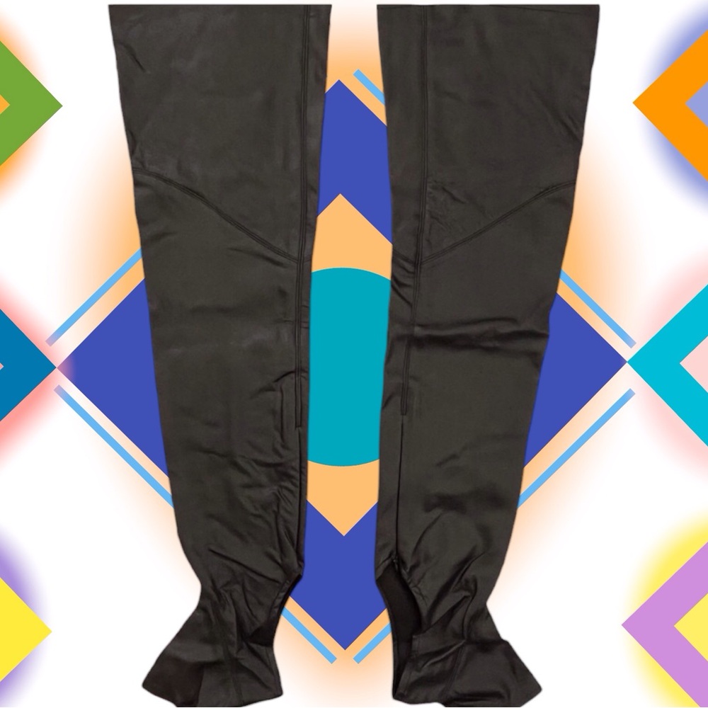 Faux Leather Thigh High Stockings